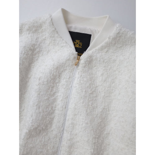Drawer ドゥロワー RESORT1 ホワイト ファンシーツイードブルゾン  ジャケット  白 38  【中古】