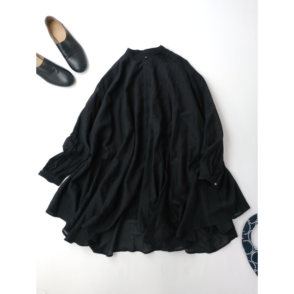 26SS suzuki takayuki スズキタカユキ petal blouse コットン シルク パネル ブラウス シャツ 長袖 黒 ブラック 【中古】