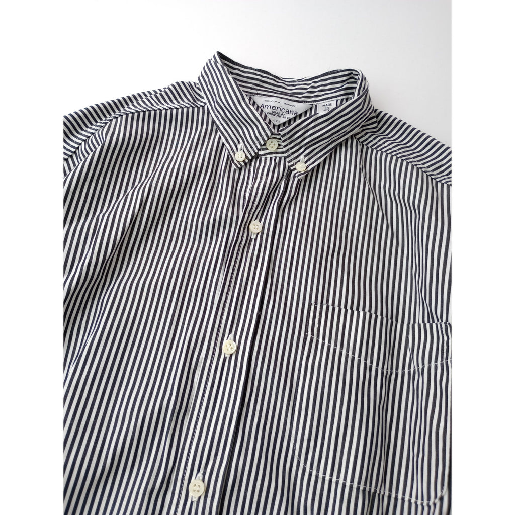 Americana  アメリカーナ  ストライプ  ロング  シャツ ワンピース  白黒  【中古】