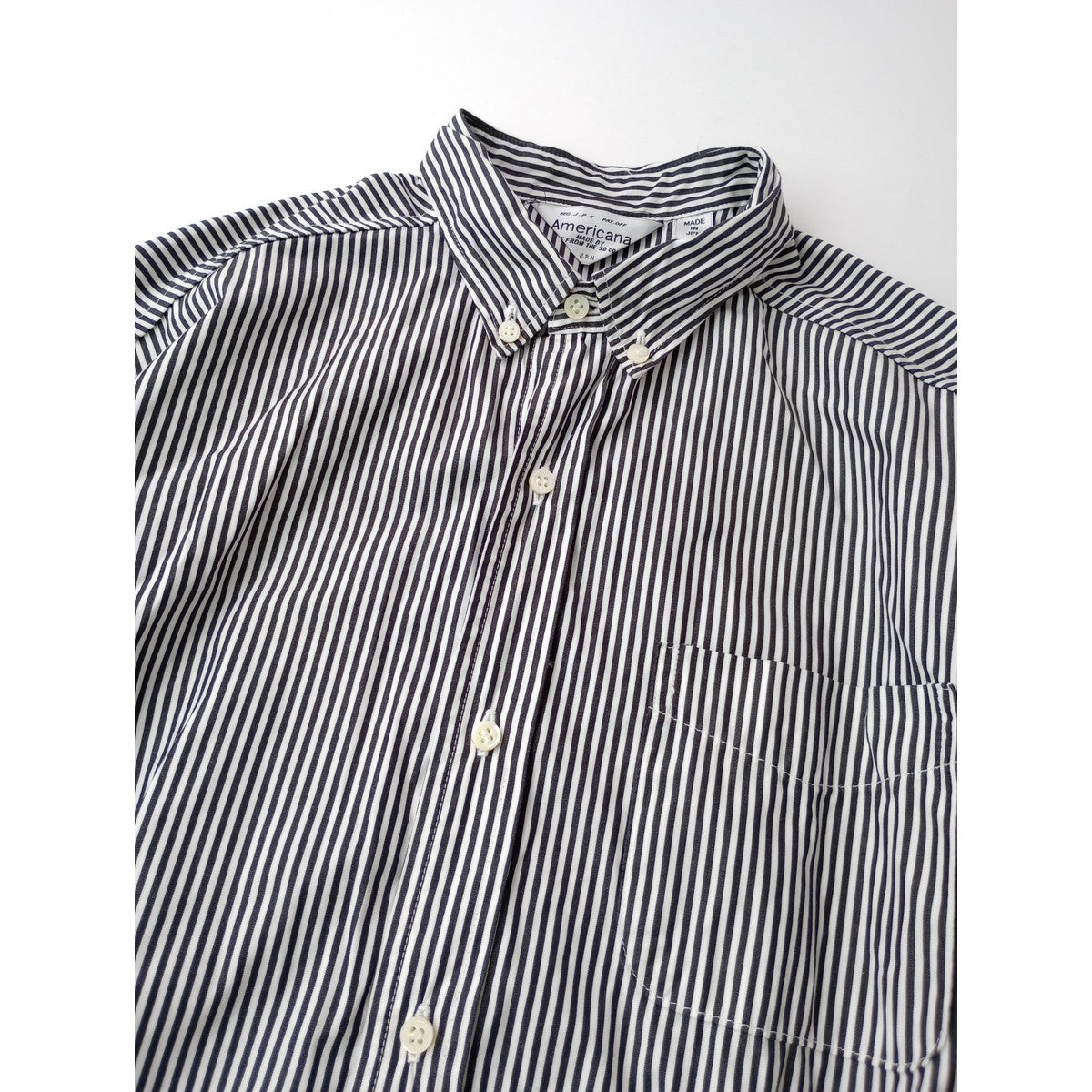 Americana  アメリカーナ  ストライプ  ロング  シャツ ワンピース  白黒  【中古】