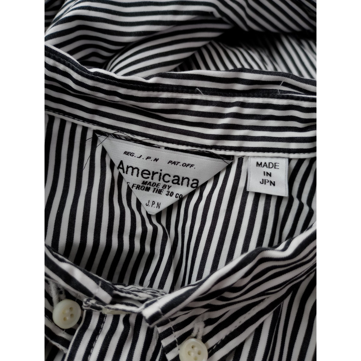 Americana  アメリカーナ  ストライプ  ロング  シャツ ワンピース  白黒  【中古】