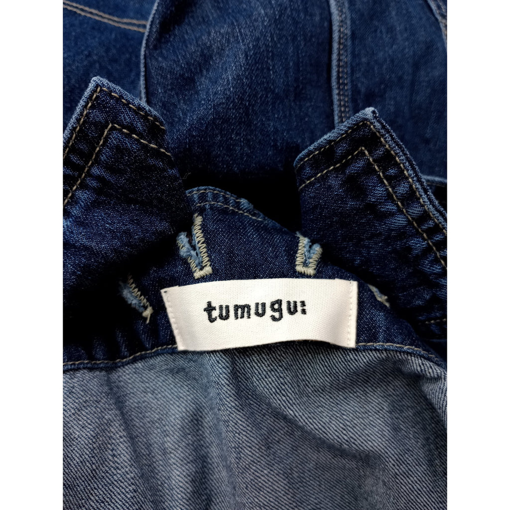 26SS tumugu: ツムグ 9oz デニム オールインワン  サロペット  ヴィンテージ加工  ネイビー  F【中古】