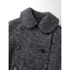 COMME des GARCONS コムデギャルソン ダブルブレスト ビッグシルエット ニット 裁断 バルーンコート  ネイビー  S (3M＋1568)【中古】