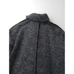 COMME des GARCONS コムデギャルソン ダブルブレスト ビッグシルエット ニット 裁断 バルーンコート  ネイビー  S (3M＋1568)【中古】
