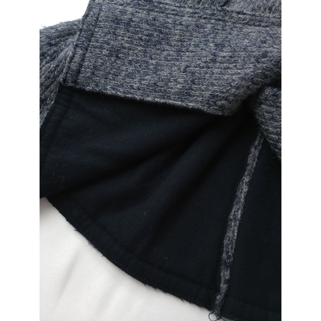 COMME des GARCONS コムデギャルソン ダブルブレスト ビッグシルエット ニット 裁断 バルーンコート  ネイビー  S (3M＋1568)【中古】