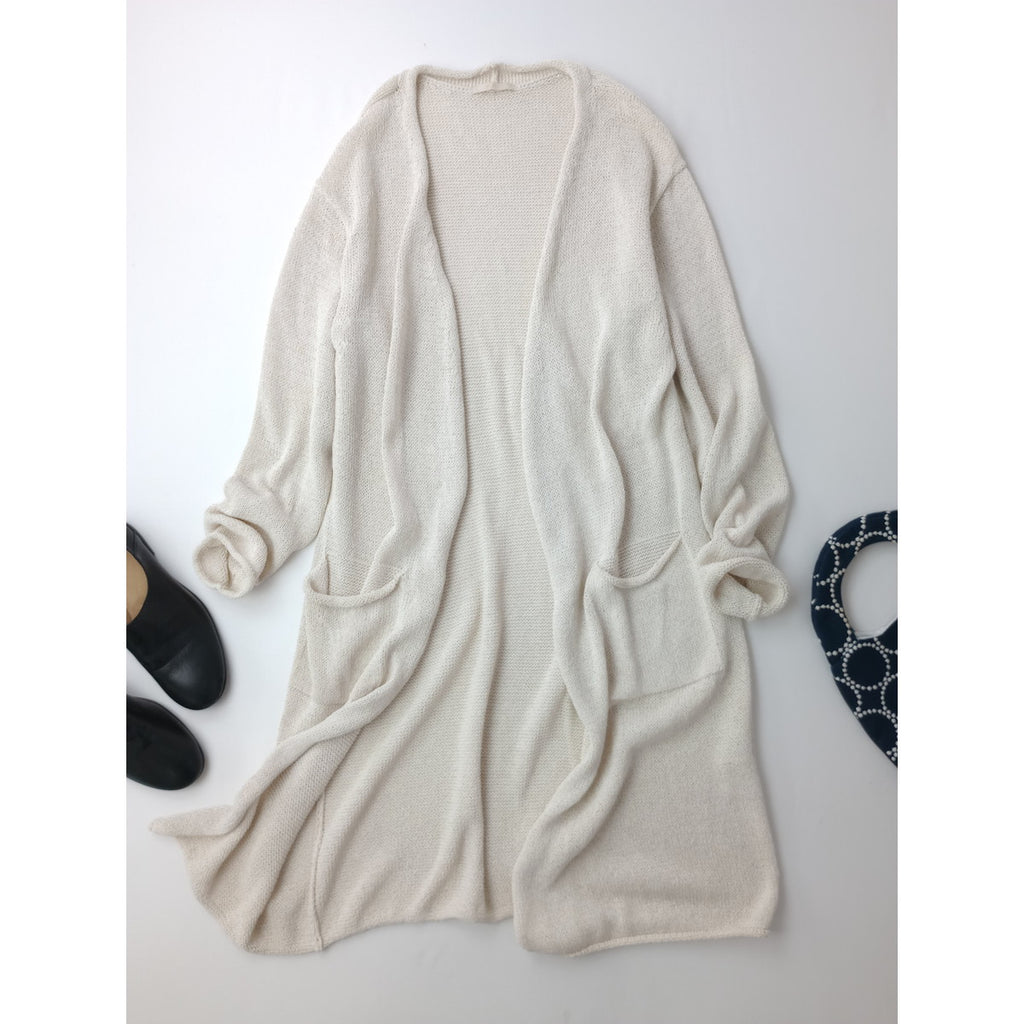Plage プラージュ 和紙 ブレンド ロング ニット カーディガン ライトベージュ  【中古】