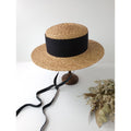 Mia Hat & Accessory ミア ハット アンド アクセサリー 麦わら帽子 ハット  黒 ブラック 【中古】