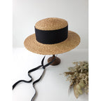Mia Hat & Accessory ミア ハット アンド アクセサリー 麦わら帽子 ハット  黒 ブラック 【中古】