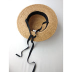Mia Hat & Accessory ミア ハット アンド アクセサリー 麦わら帽子 ハット  黒 ブラック 【中古】