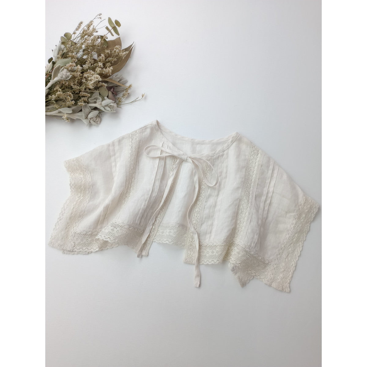 nest Robe ネストローブ リネン×レースケープカラー付け襟 白 【中古】