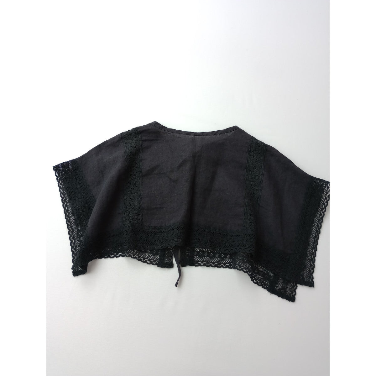 nest Robe ネストローブ リネン×レースケープカラー付け襟 黒 ブラック 【中古】
