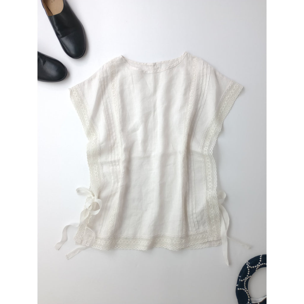 nest Robe  ネストローブ  リネン レース タッカー ベスト 白 【中古】