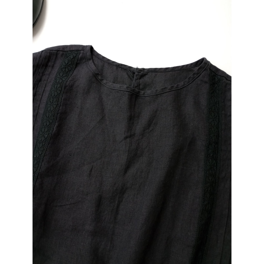 nest Robe  ネストローブ  リネン レース タッカー ベスト 黒 ブラック  【中古】
