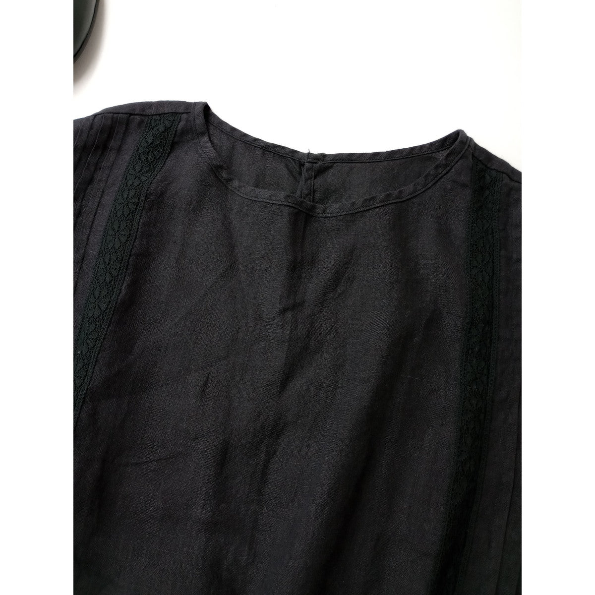 nest Robe  ネストローブ  リネン レース タッカー ベスト 黒 ブラック  【中古】