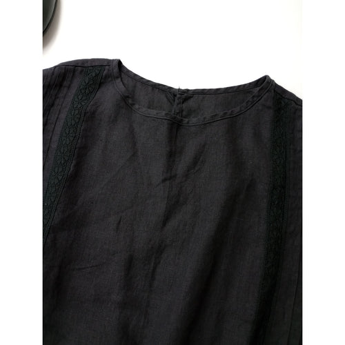 nest Robe  ネストローブ  リネン レース タッカー ベスト 黒 ブラック  【中古】