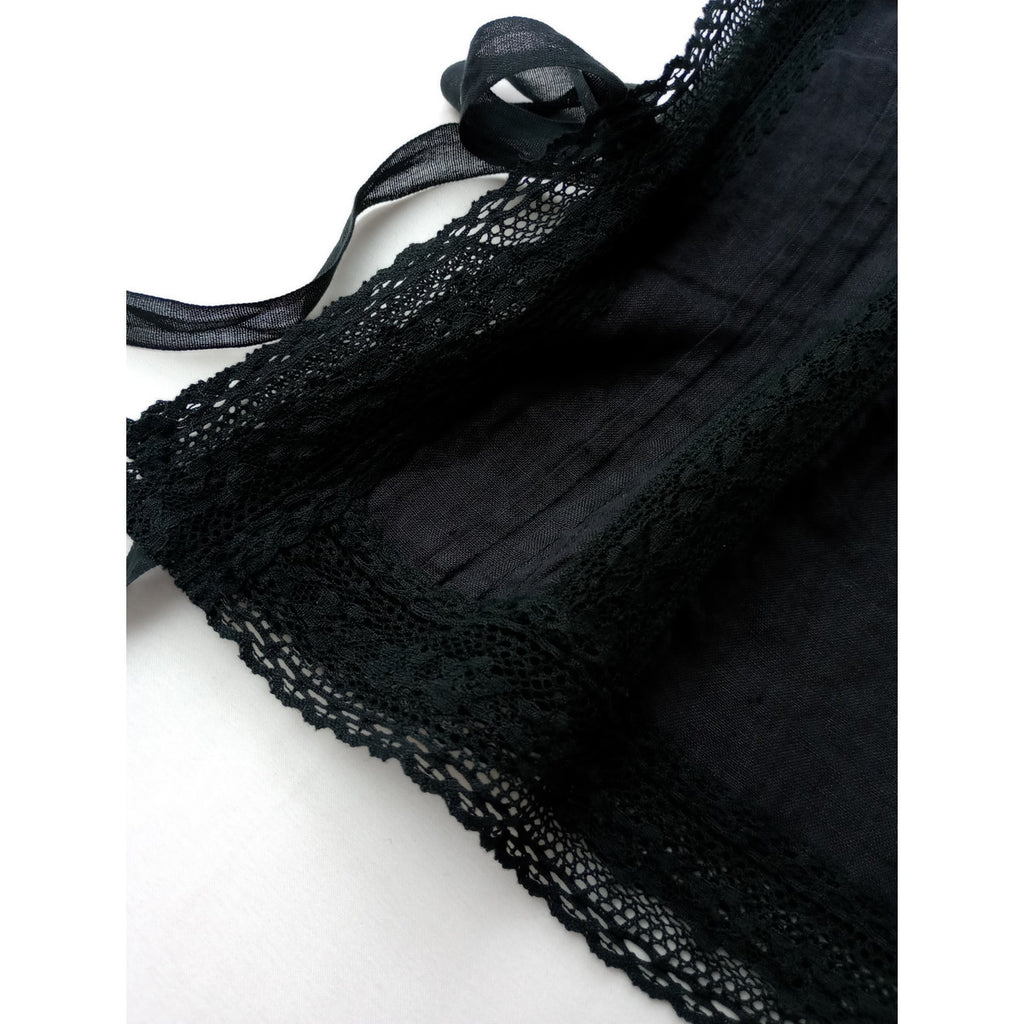 nest Robe  ネストローブ  リネン レース タッカー ベスト 黒 ブラック  【中古】