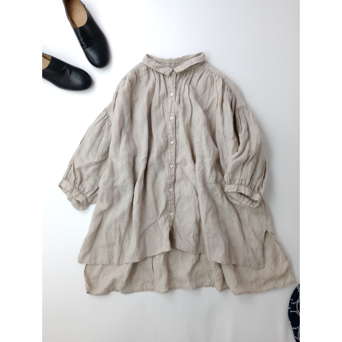 24SS nest Robe ネストローブ リネン超撥水オーバー 長袖 シャツ  トップス   生成 【中古】