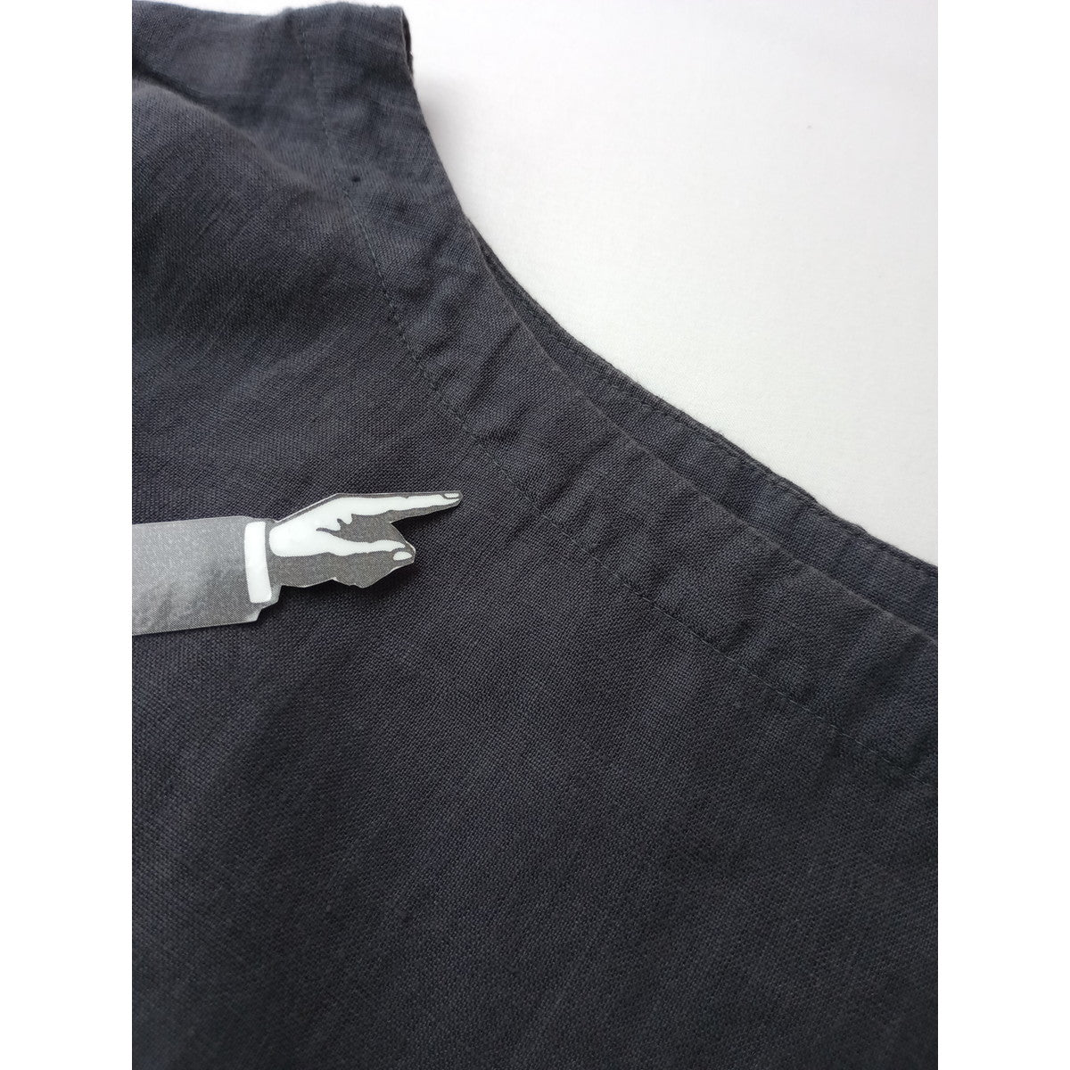 nest Robe  ネストローブ  リネン  ラッフル袖  Tブラウス  トップス  カットソー  墨黒  【中古】