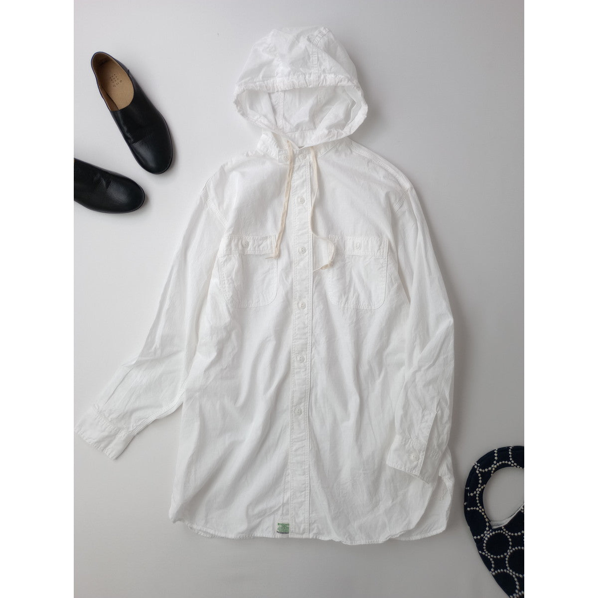 orslow × BEAMS BOY オアスロウ ビームスボーイ 別注フードシャンブレーワークシャツ 白  【中古】