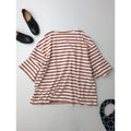 nest Robe ネストローブ  UPCYCLELINO 天竺ボーダーバスク Tシャツ  カットソー  トップス 赤 2 【中古】