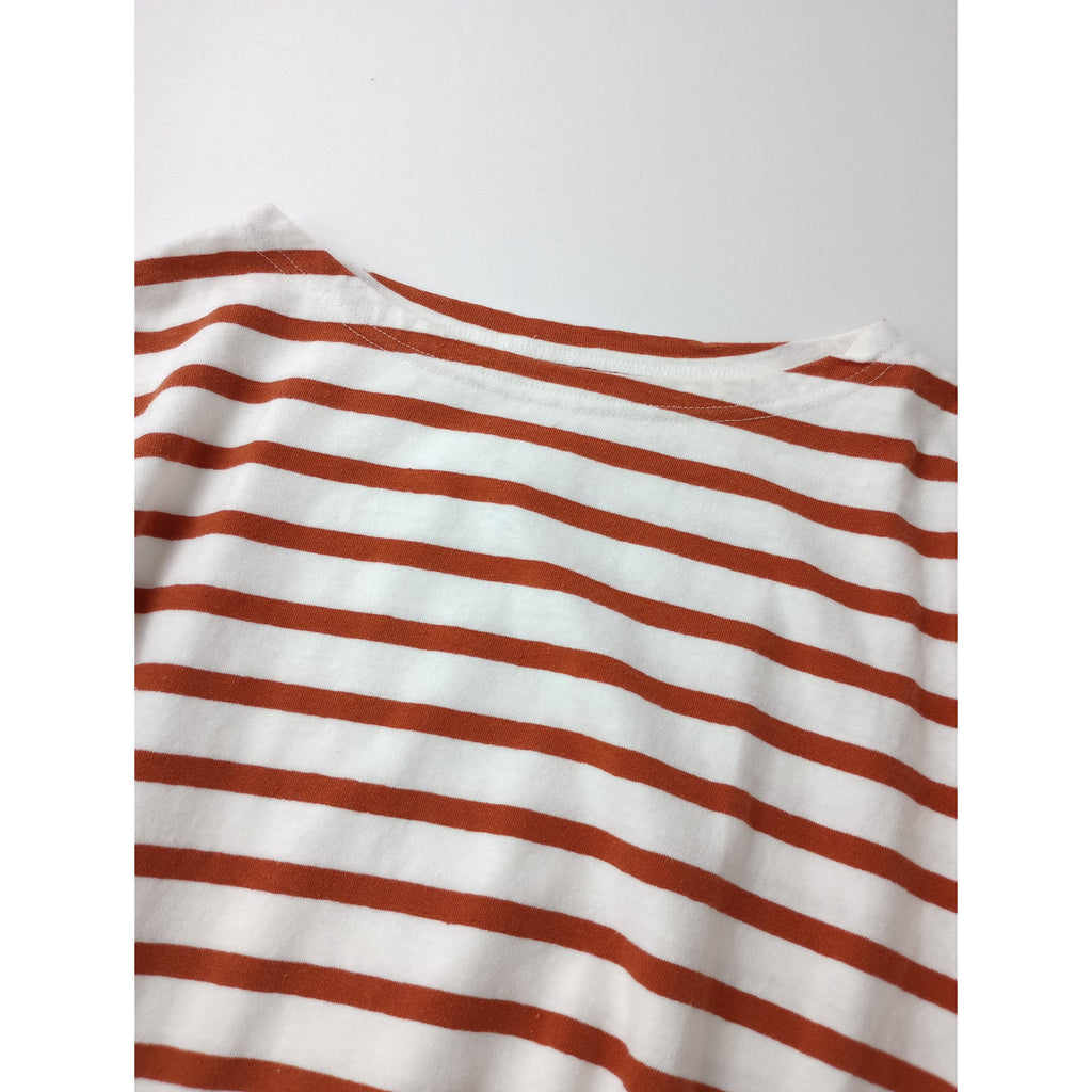 nest Robe ネストローブ  UPCYCLELINO 天竺ボーダーバスク Tシャツ  カットソー  トップス 赤 2 【中古】