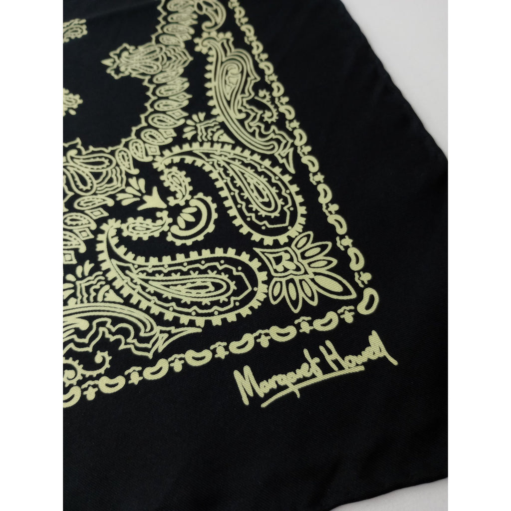 MARGARET HOWELL マーガレットハウエル PAISLEY SILK SCARF シルク100% イタリア製 スカーフ ペイズリー  黒 ブラック 【中古】