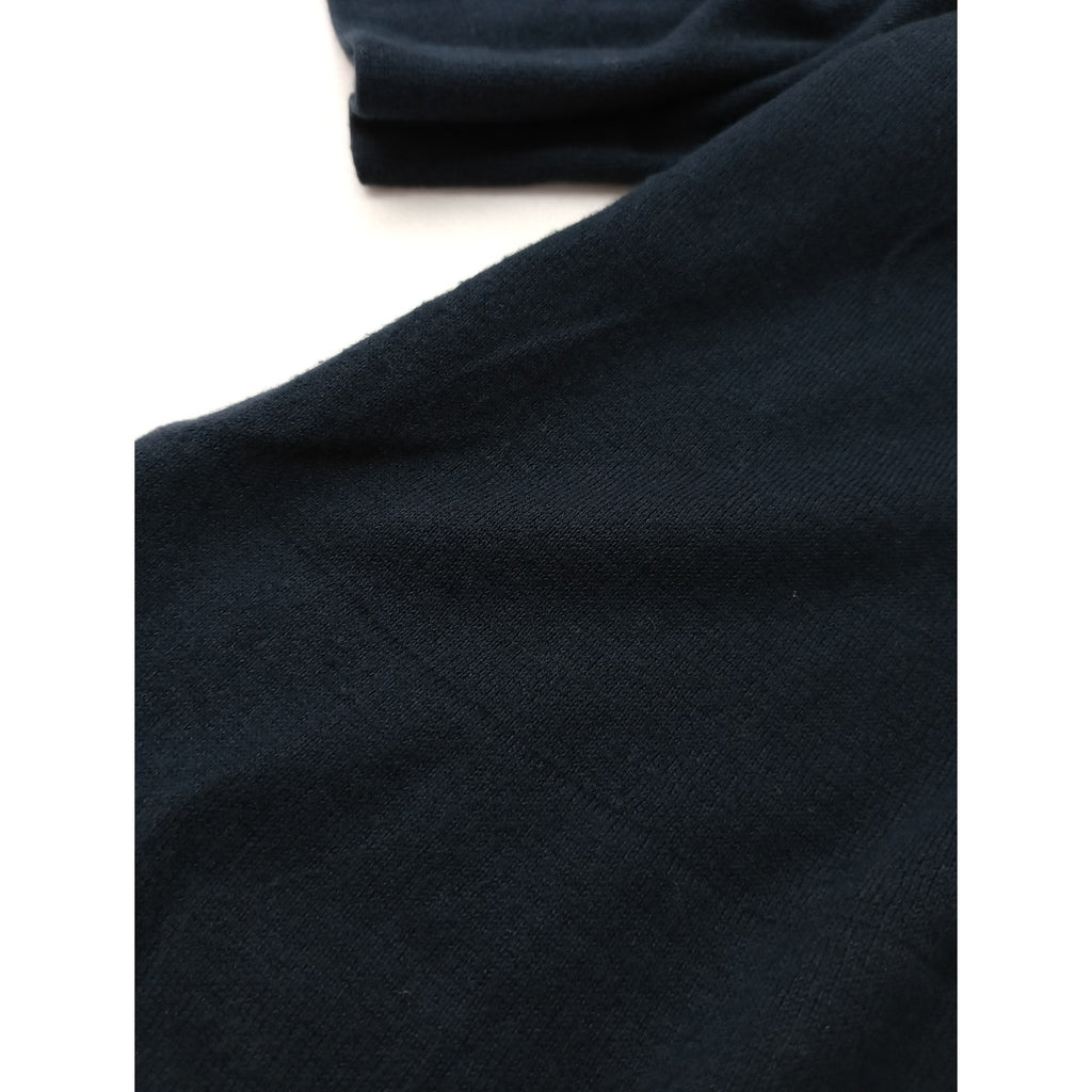 MARGARET HOWELL マーガレットハウエルTWISTED COTTON SILK  モックネック コットンシルク五分袖ニット セーター トップス ネイビー  2【中古】