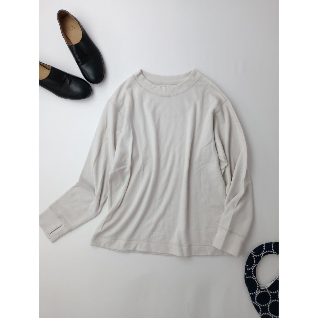 MARGARET HOWELL × MIZUNO マーガレットハウエル ミズノ BREATH THERMO WOOL JERSEY ウール 毛 混 長袖 カットソー プルオーバートップスアイボリー 2 【中古】