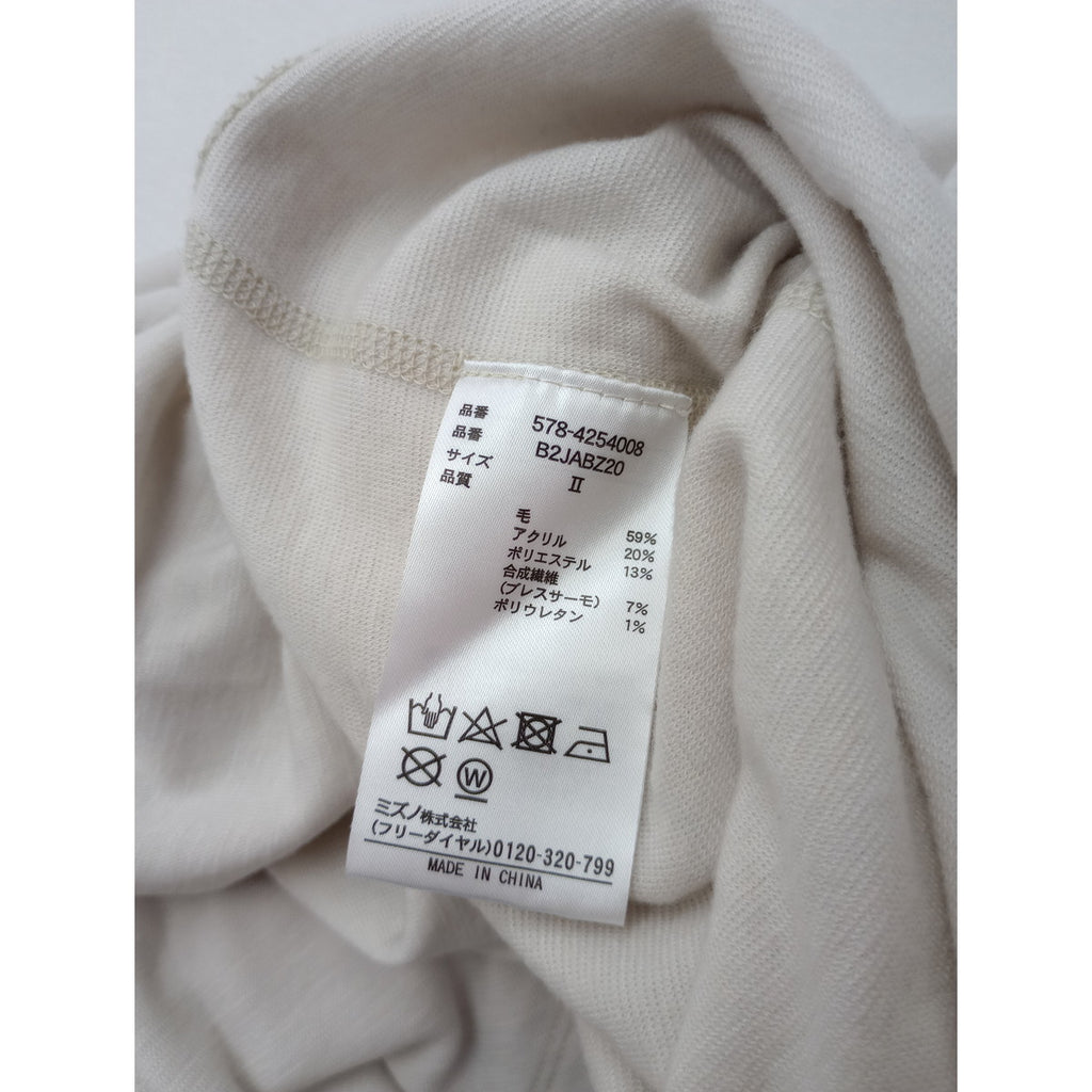 MARGARET HOWELL × MIZUNO マーガレットハウエル ミズノ BREATH THERMO WOOL JERSEY ウール 毛 混 長袖 カットソー プルオーバートップスアイボリー 2 【中古】