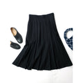 MARGARET HOWELL マーガレットハウエルFINE FLANNEL SKIRT ウール 毛 混 プリーツ ロングスカート 2 黒 ブラック (5M＋2235)【中古】   【中古】