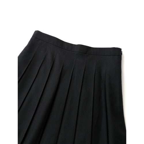 MARGARET HOWELL マーガレットハウエルFINE FLANNEL SKIRT ウール 毛 混 プリーツ ロングスカート 2 黒 ブラック (5M＋2235)【中古】   【中古】