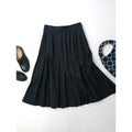 MARGARET HOWELL マーガレットハウエル FINE WOOL POPLIN プリーツスカート 黒 ブラック 2  【中古】