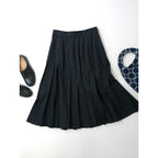 MARGARET HOWELL マーガレットハウエル FINE WOOL POPLIN プリーツスカート 黒 ブラック 2  【中古】