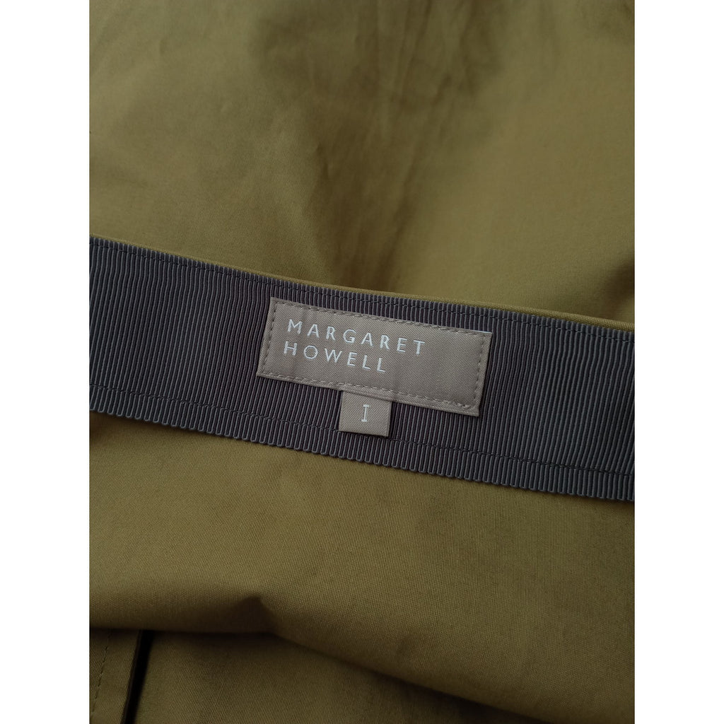MARGARET HOWELL マーガレットハウエル COTTON TAFETTA コットン ロングスカート カーキ 【中古】