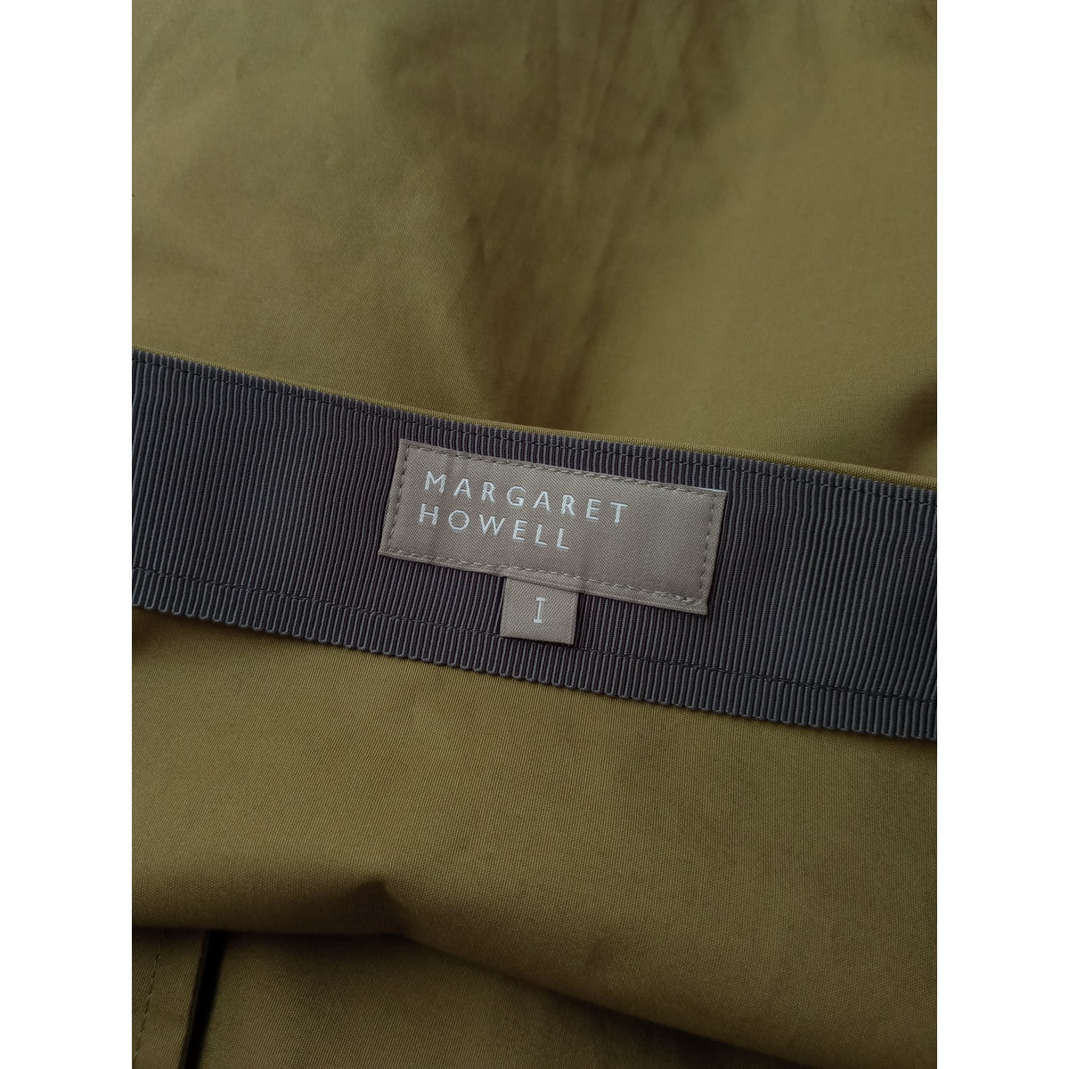 MARGARET HOWELL マーガレットハウエル COTTON TAFETTA コットン ロングスカート カーキ 【中古】