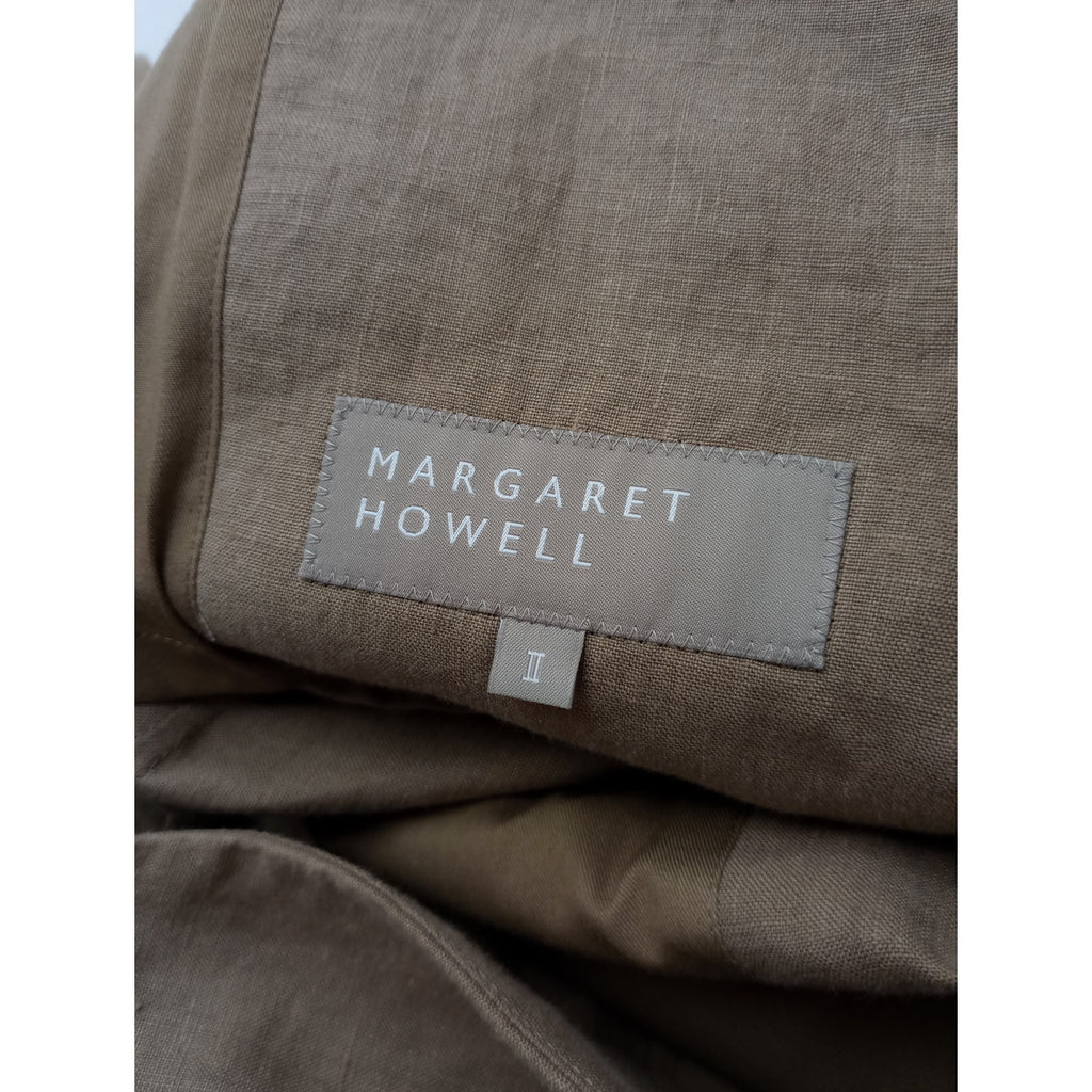 MARGARET HOWELL マーガレットハウエル  PLAIN LINEN JACKET リネン 麻 100％ ノーカラー ジャケット ベージュ 2  【中古】