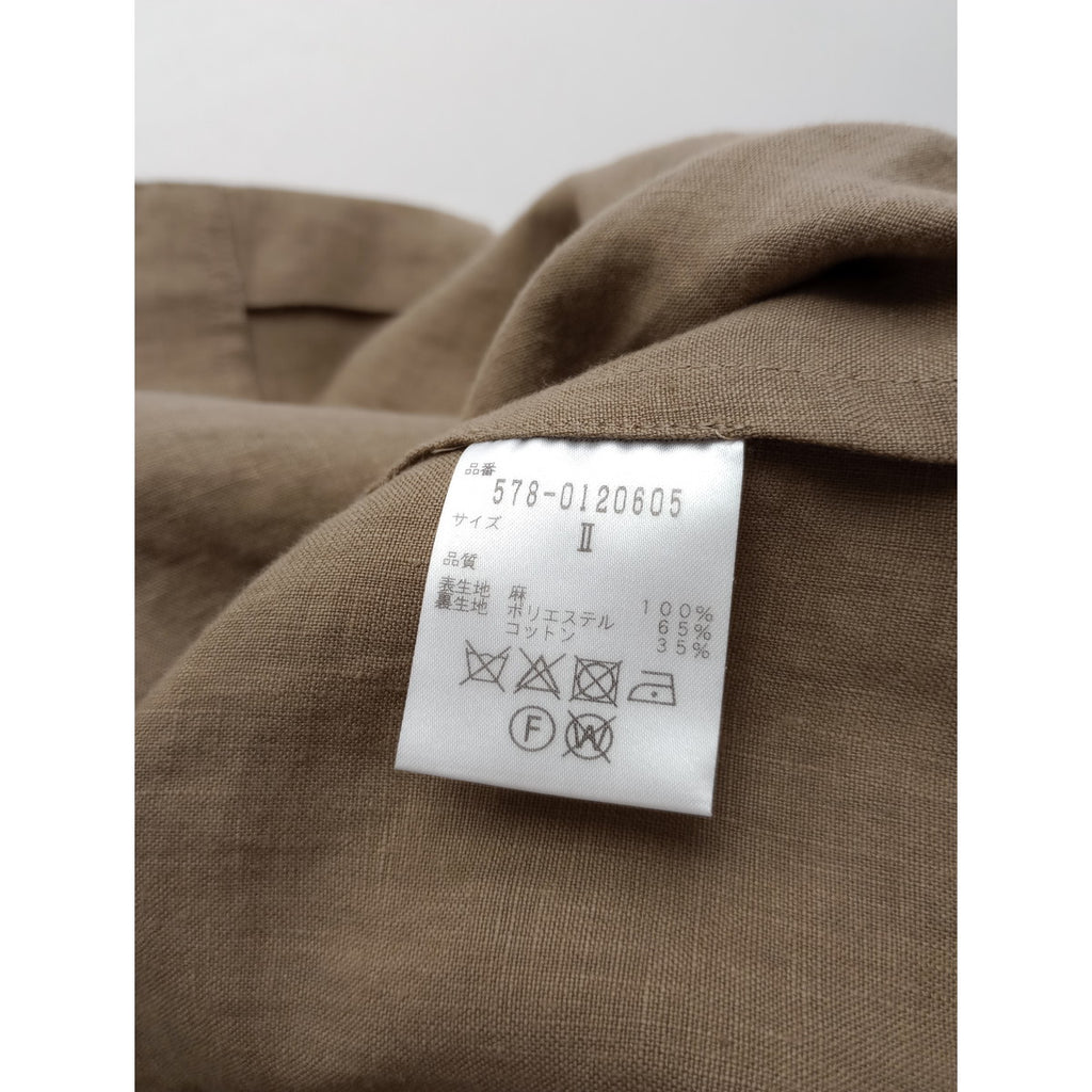 MARGARET HOWELL マーガレットハウエル  PLAIN LINEN JACKET リネン 麻 100％ ノーカラー ジャケット ベージュ 2  【中古】