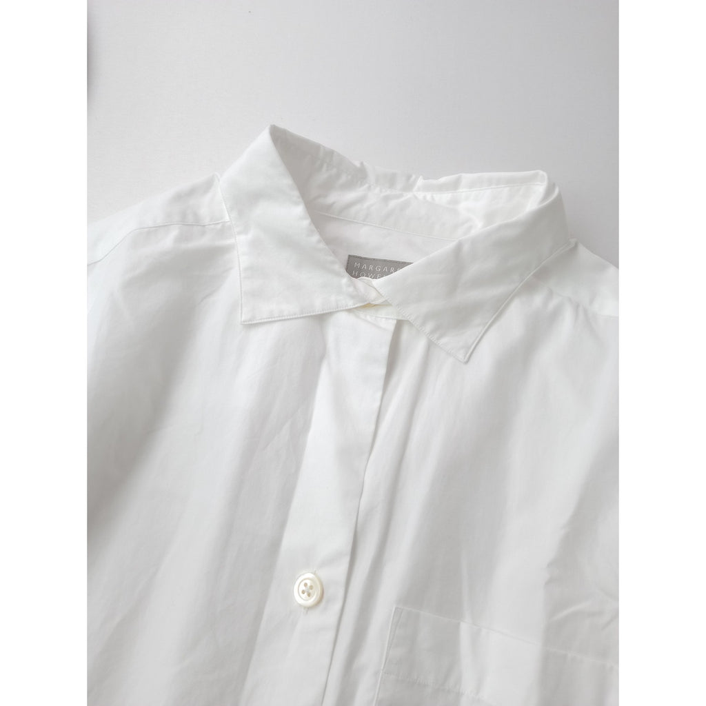 MARGARET HOWELL マーガレットハウエル PLAIN POPLIN 長袖 シャツ コットン 綿 100％ 白 ホワイト 1【中古】