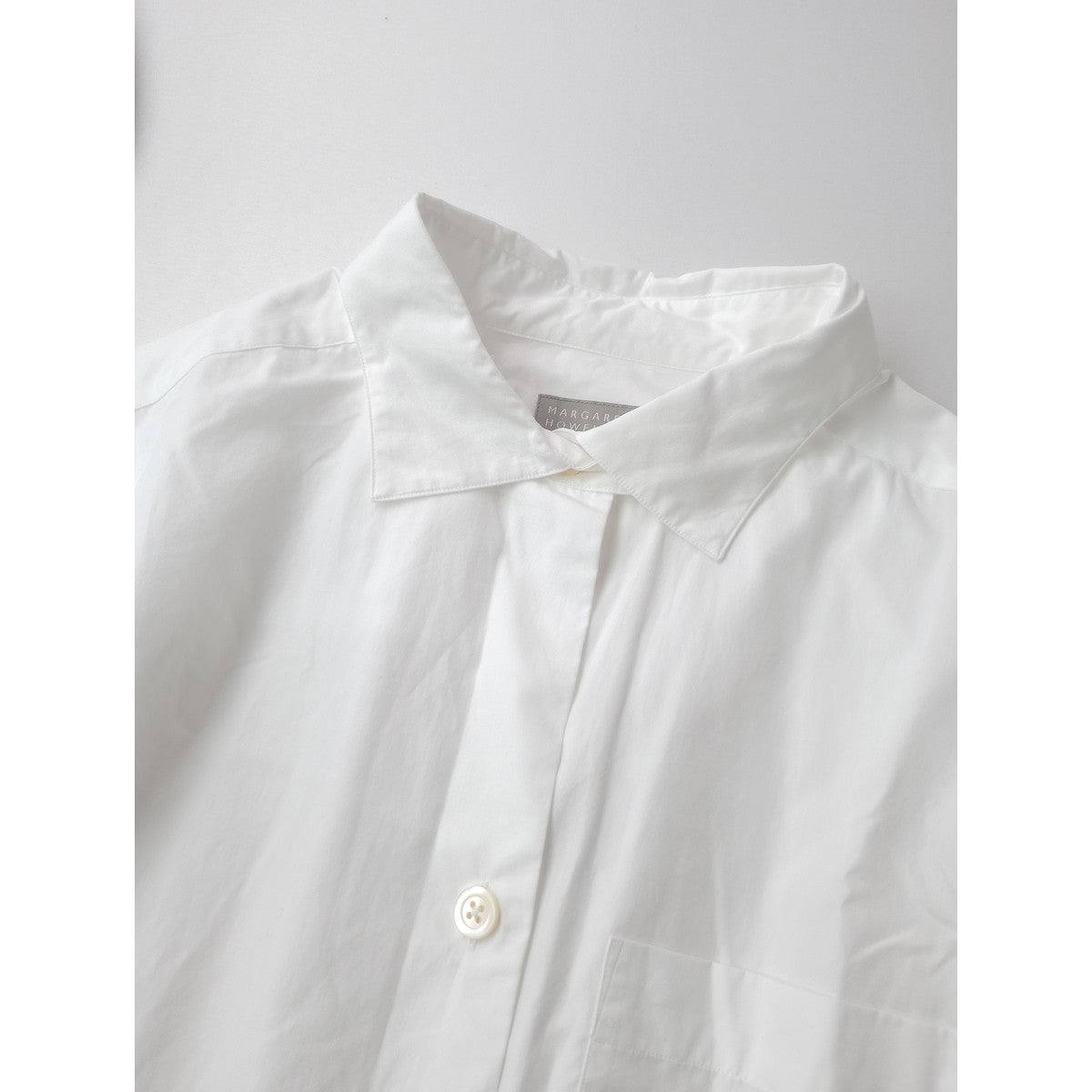 MARGARET HOWELL マーガレットハウエル PLAIN POPLIN 長袖 シャツ コットン 綿 100％ 白 ホワイト 1【中古】