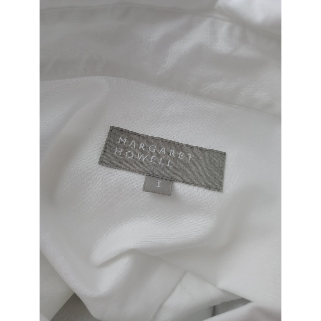 MARGARET HOWELL マーガレットハウエル PLAIN POPLIN 長袖 シャツ コットン 綿 100％ 白 ホワイト 1【中古】