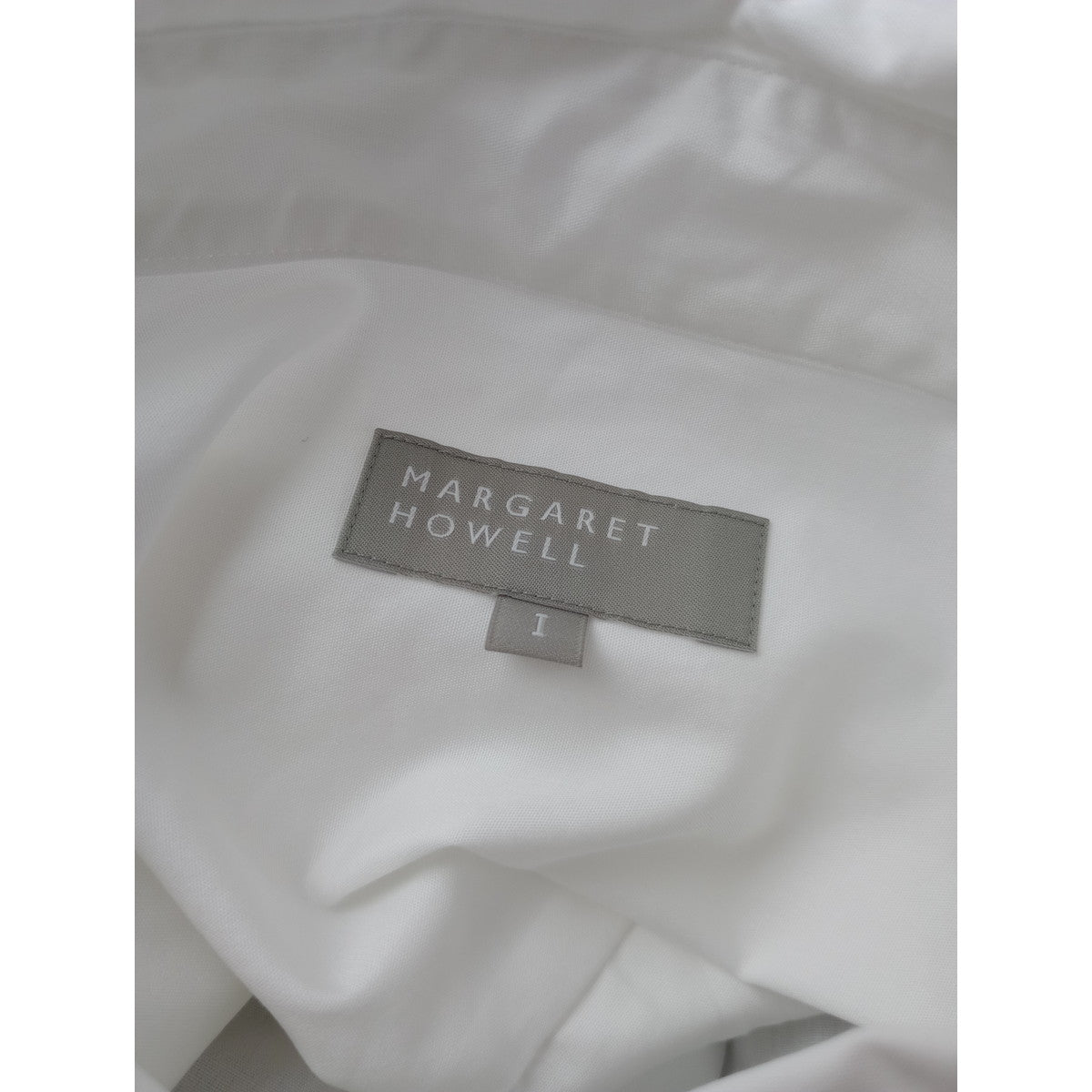 MARGARET HOWELL マーガレットハウエル PLAIN POPLIN 長袖 シャツ コットン 綿 100％ 白 ホワイト 1【中古】