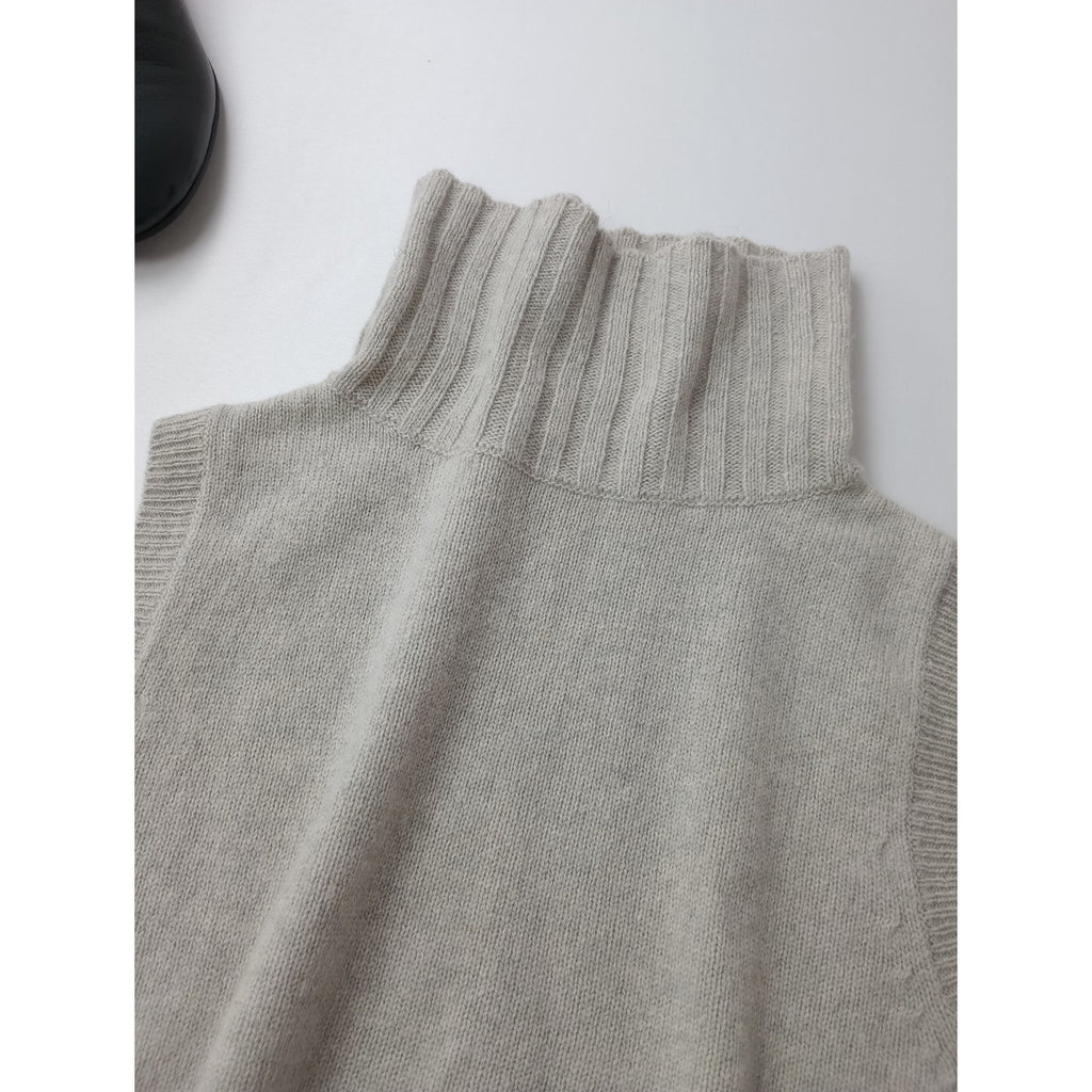 MARGARET HOWELLマーガレットハウエル SLEEVELESS TURTLE NECK KNITウールカシミヤ シルク タートルネック ニット ベストトップス ベージュ 2(5M＋2259)【中古】