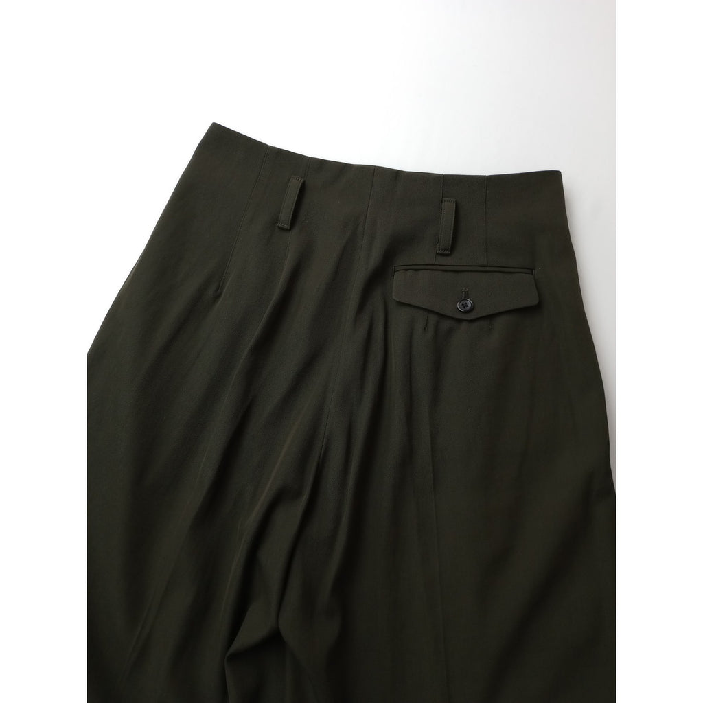 MARGARET HOWELL マーガレットハウエル COMPACT COTTON WOO ウール コットン パンツ 2 カーキ 【中古】