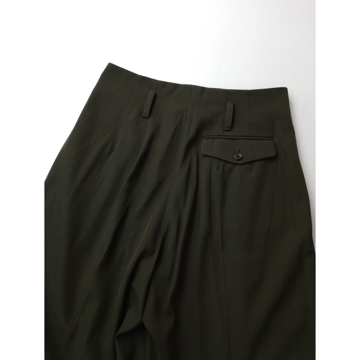 MARGARET HOWELL マーガレットハウエル COMPACT COTTON WOO ウール コットン パンツ 2 カーキ 【中古】