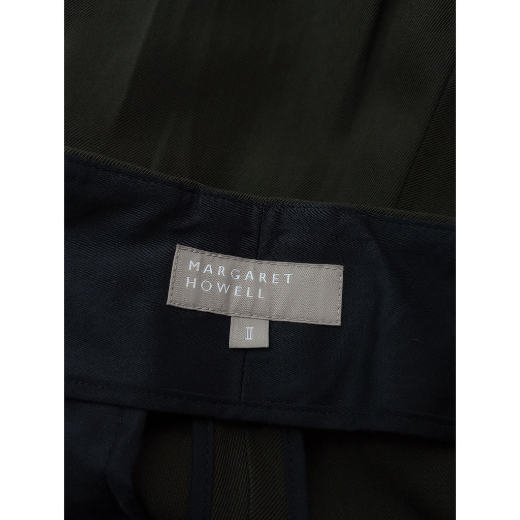 MARGARET HOWELL マーガレットハウエル COMPACT COTTON WOO ウール コットン パンツ 2 カーキ 【中古】