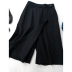 MARGARET HOWELL × FOX BROTHERS マーガレットハウエル LIGHTWEIGHT FLANNEL TROUSERS ウールフランネル ラップ ワイドキュロット パンツ 2 黒 ブラック【中古】