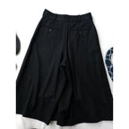 MARGARET HOWELL × FOX BROTHERS マーガレットハウエル LIGHTWEIGHT FLANNEL TROUSERS ウールフランネル ラップ ワイドキュロット パンツ 2 黒 ブラック【中古】