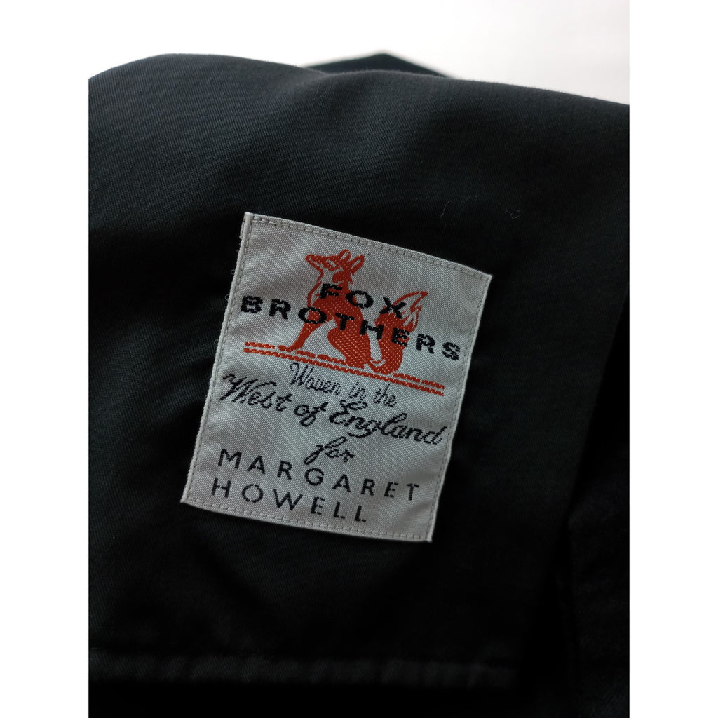 MARGARET HOWELL × FOX BROTHERS マーガレットハウエル LIGHTWEIGHT FLANNEL TROUSERS ウールフランネル ラップ ワイドキュロット パンツ 2 黒 ブラック (5M＋2632) 【中古】