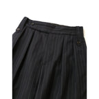 MARGARET HOWELL × FOX BROTHERS マーガレットハウエル ウール 毛 100％ ストライプ パンツ ダークネイビー 1 【中古】
