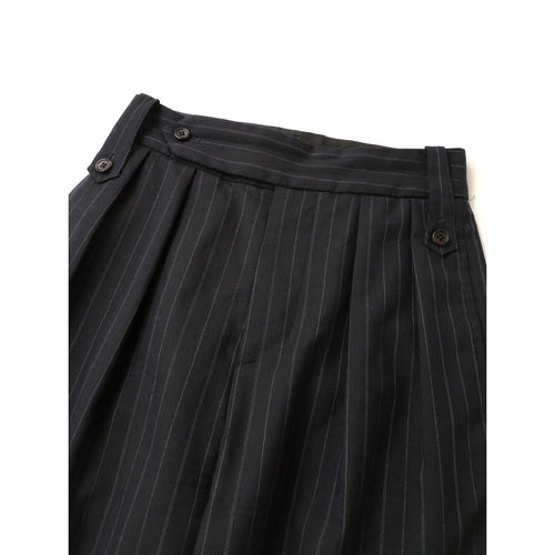 MARGARET HOWELL × FOX BROTHERS マーガレットハウエル ウール 毛 100％ ストライプ パンツ ダークネイビー 1 【中古】